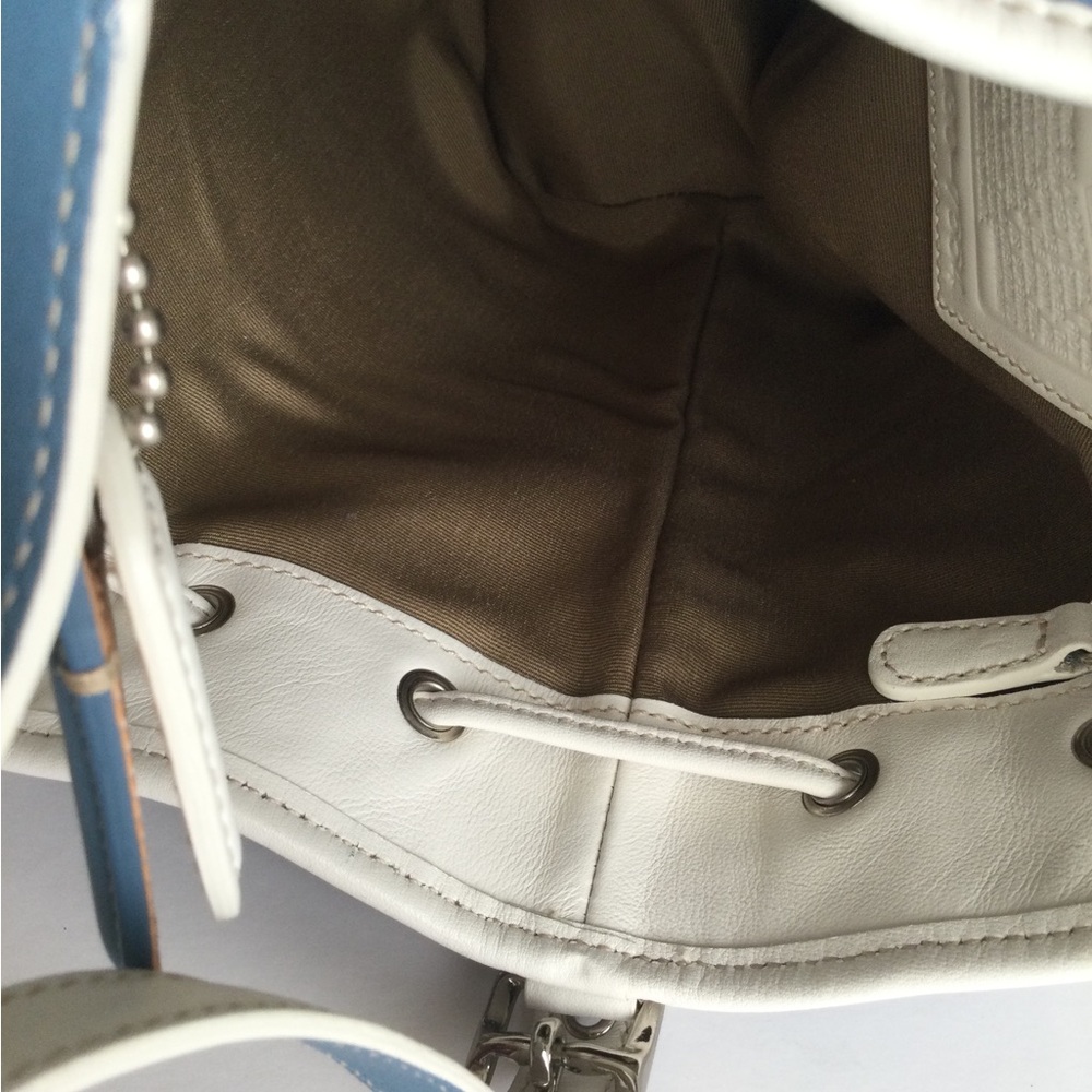 Coach Blue and White Leather Bucket Bag - Picture 6 of 12